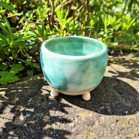 Green Stoneware Planter