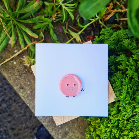 Pig Button Card