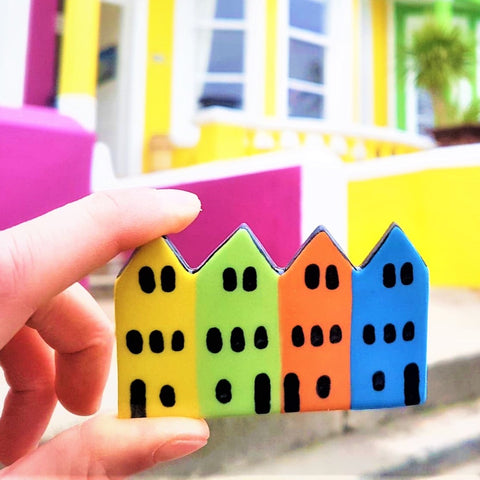 Ceramic Colourful Whitehead Houses Magnet